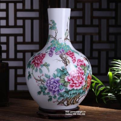 BÌNH CỦ TỎI HỌA TIẾT HOA MẪU ĐƠN